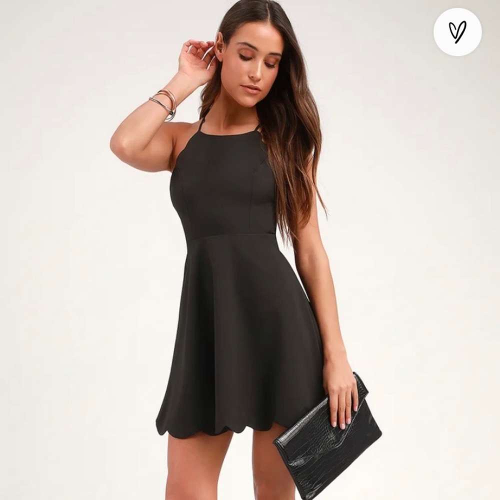 Lulu’s Play On Curves Black Backless dress XS